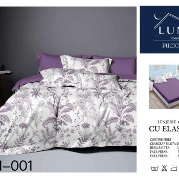  Lenjerii de pat finet gros 6 piese Cearceaf cu Elastic LN001