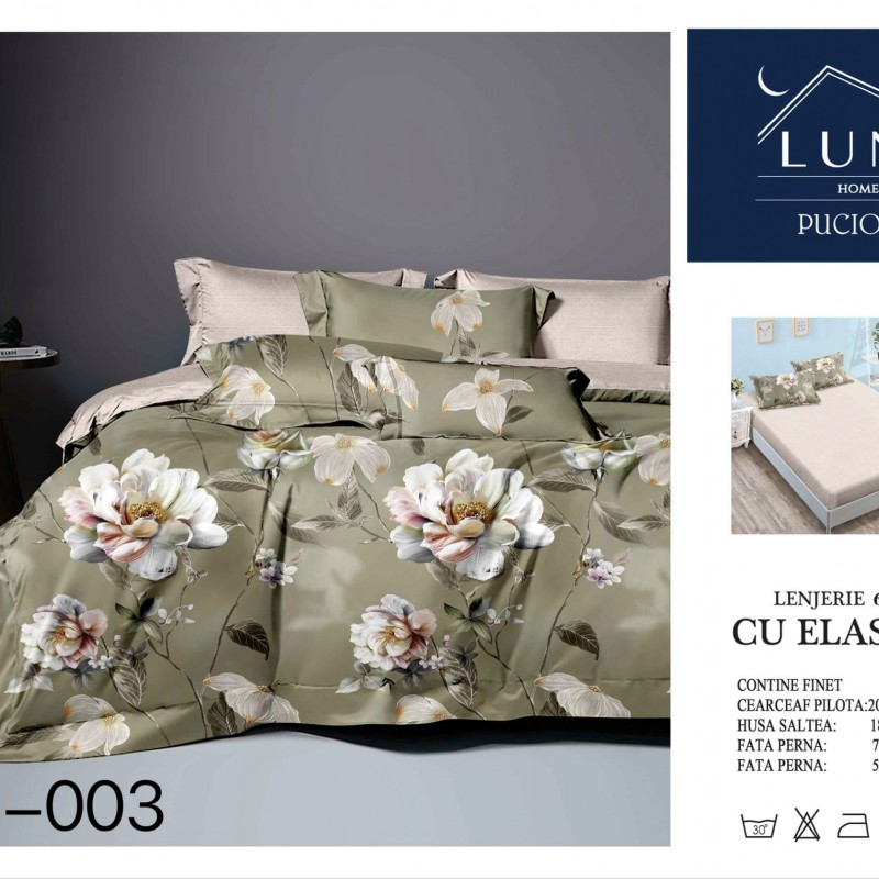  Lenjerii de pat finet gros 6 piese Cearceaf cu Elastic LN003