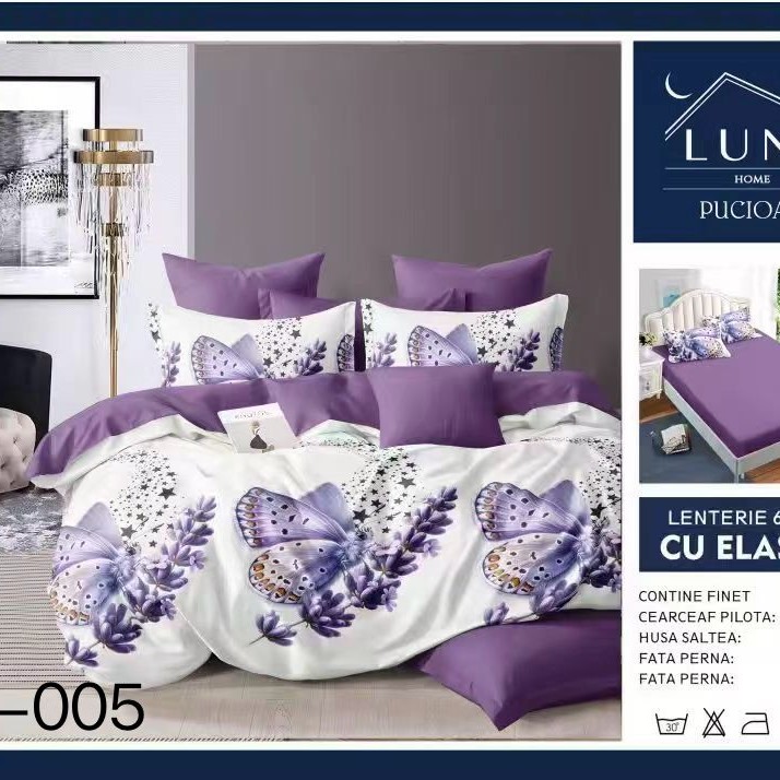  Lenjerii de pat finet gros 6 piese Cearceaf cu Elastic LN005