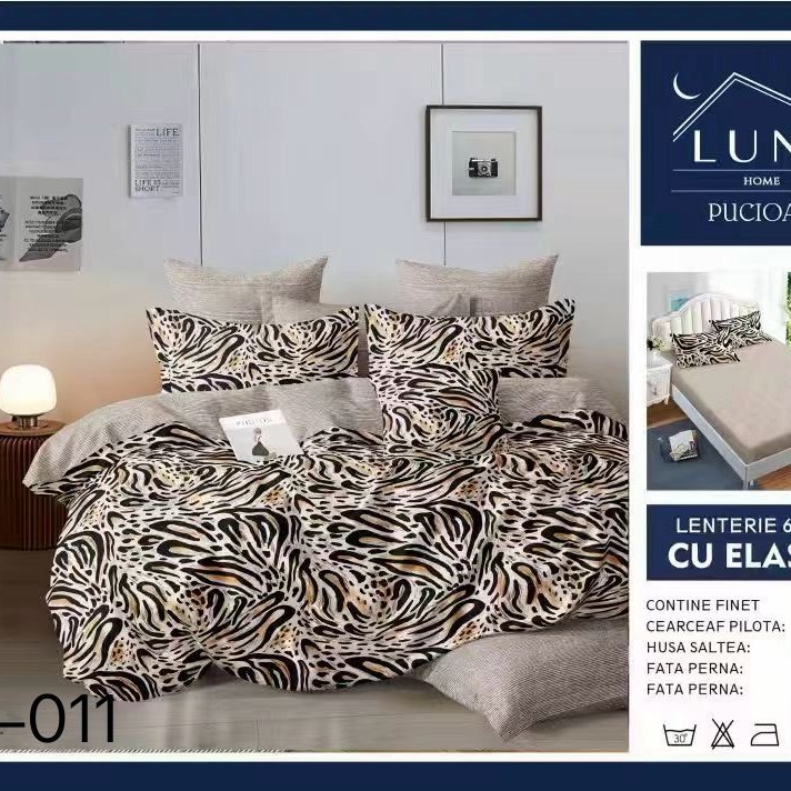  Lenjerii de pat finet gros 6 piese Cearceaf cu Elastic LN011