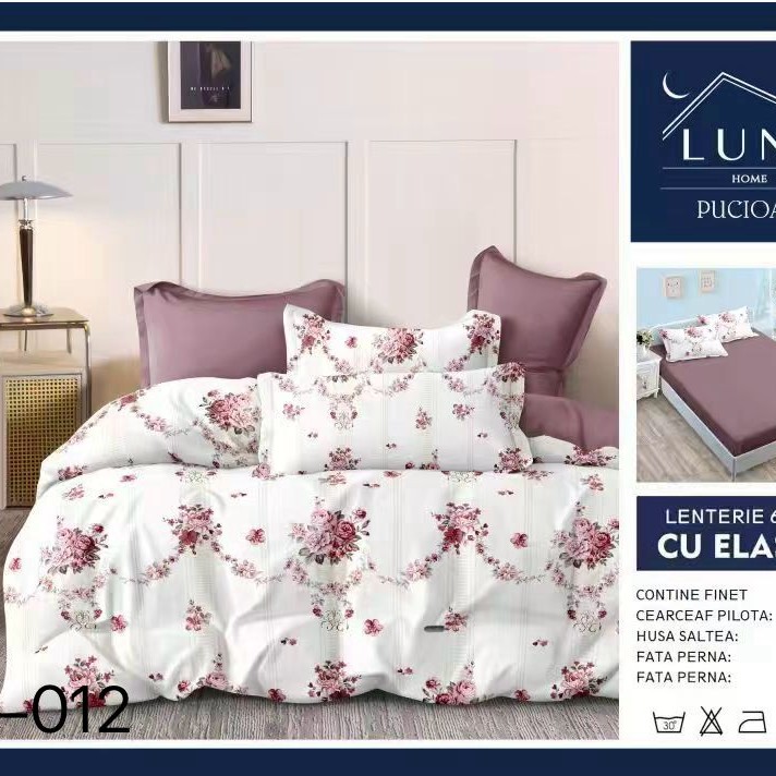  Lenjerii de pat finet gros 6 piese Cearceaf cu Elastic LN012
