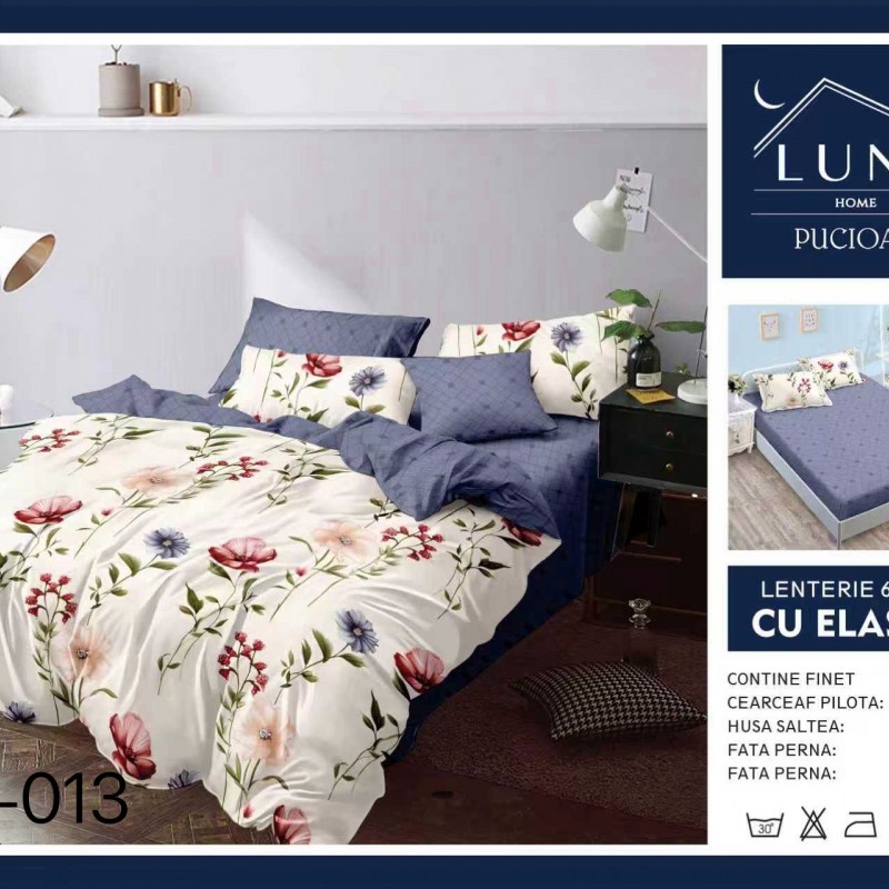  Lenjerii de pat finet gros 6 piese Cearceaf cu Elastic LN013