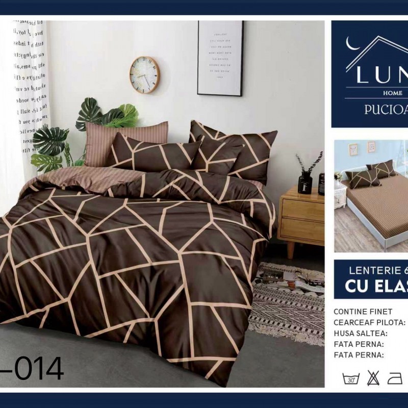  Lenjerii de pat finet gros 6 piese Cearceaf cu Elastic LN014