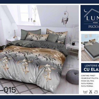  Lenjerii de pat finet gros 6 piese Cearceaf cu Elastic LN015