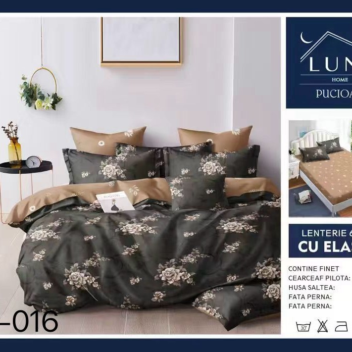  Lenjerii de pat finet gros 6 piese Cearceaf cu Elastic LN018
