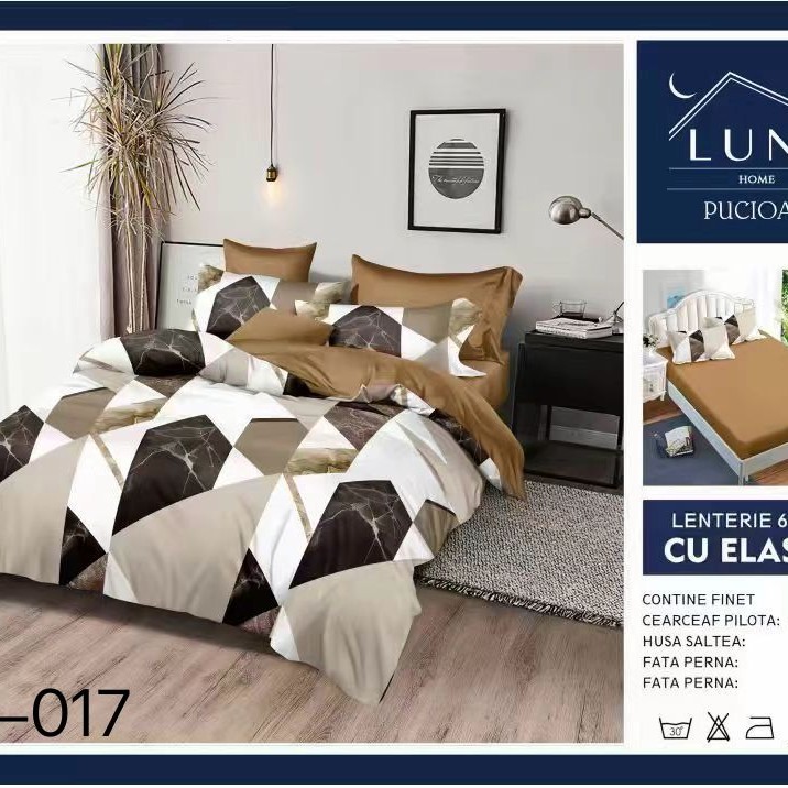  Lenjerii de pat finet gros 6 piese Cearceaf cu Elastic LN017