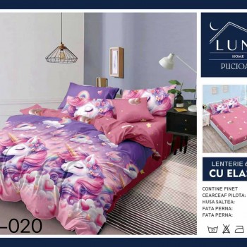  Lenjerii de pat finet gros 6 piese Cearceaf cu Elastic LN020