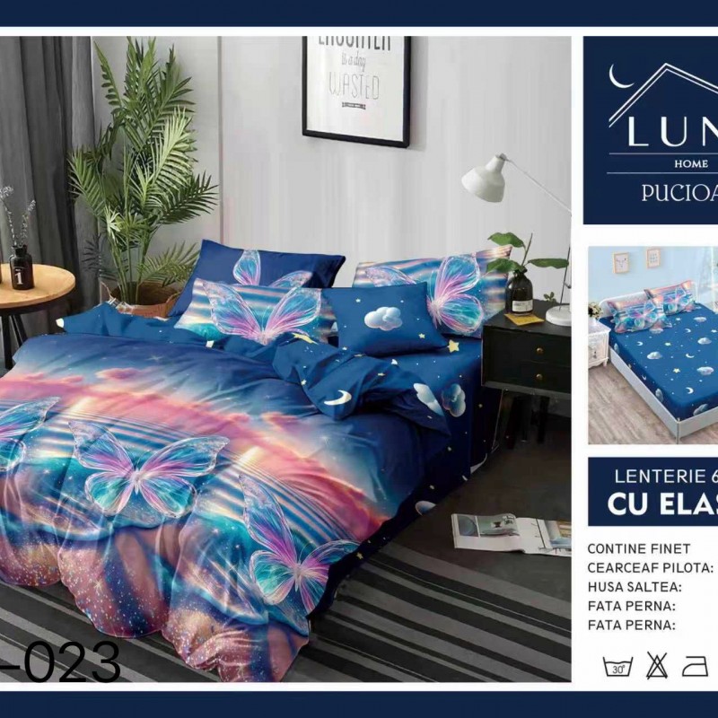  Lenjerii de pat finet gros 6 piese Cearceaf cu Elastic LN023