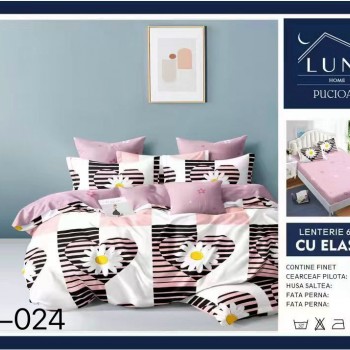  Lenjerii de pat finet gros 6 piese Cearceaf cu Elastic LN024