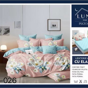  Lenjerii de pat finet gros 6 piese Cearceaf cu Elastic LN026