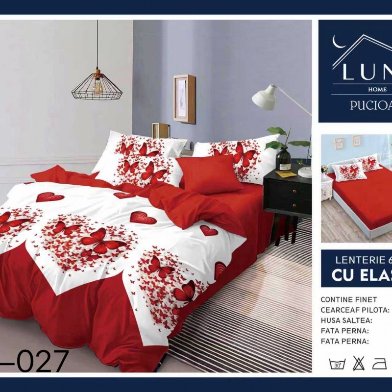  Lenjerii de pat finet gros 6 piese Cearceaf cu Elastic LN027