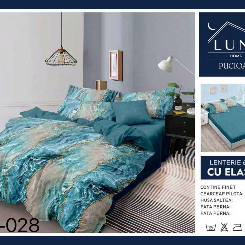  Lenjerii de pat finet gros 6 piese Cearceaf cu Elastic LN028