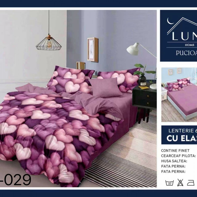  Lenjerii de pat finet gros 6 piese Cearceaf cu Elastic LN029