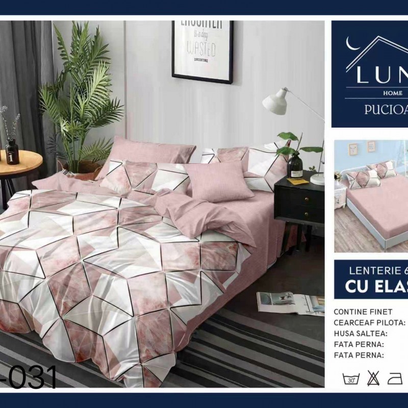  Lenjerii de pat finet gros 6 piese Cearceaf cu Elastic LN031