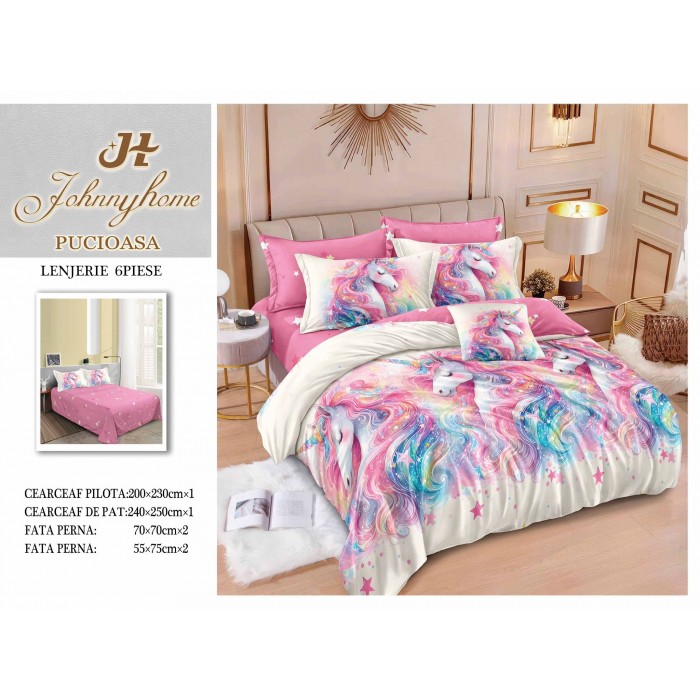Lenjerie de pat finet model animat 6 piese COD RAW12