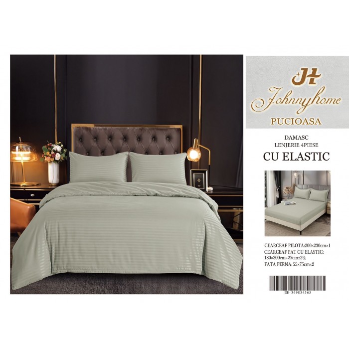 Lenjerie de pat damasc cu elastic COD DDE29