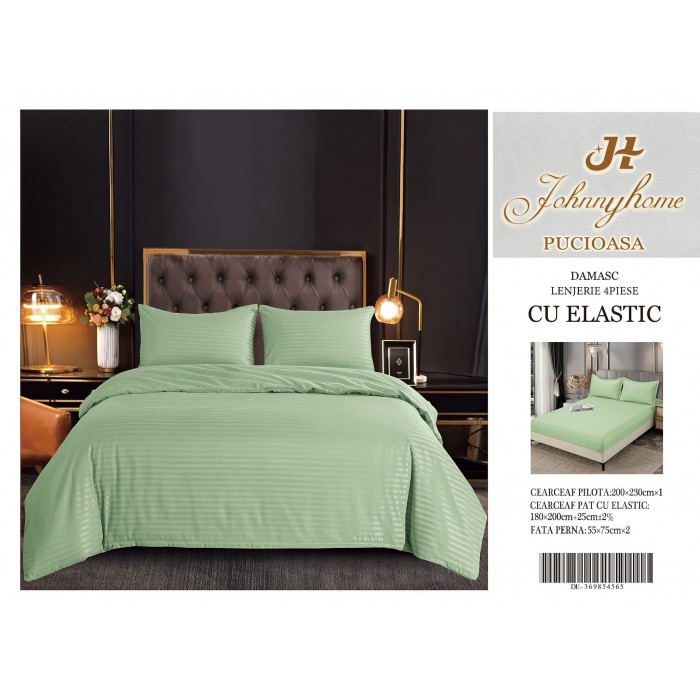 Lenjerie de pat damasc cu elastic COD DDE30