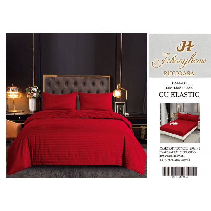 Lenjerie de pat damasc cu elastic COD DDE32