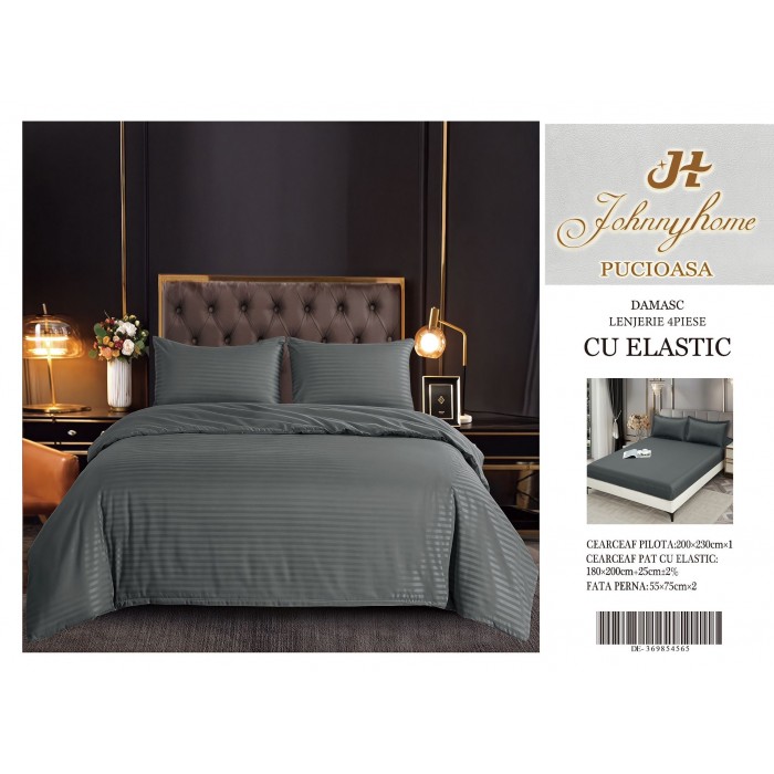 Lenjerie de pat damasc cu elastic COD DDE33