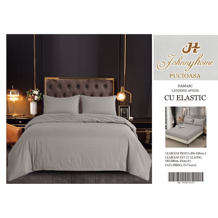 Lenjerie de pat damasc cu elastic COD DDE34