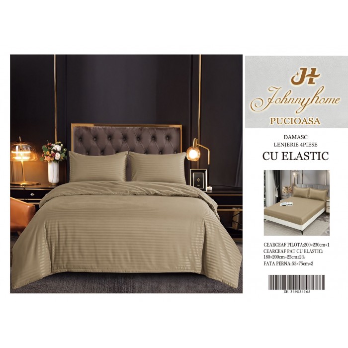 Lenjerie de pat damasc cu elastic COD DDE35