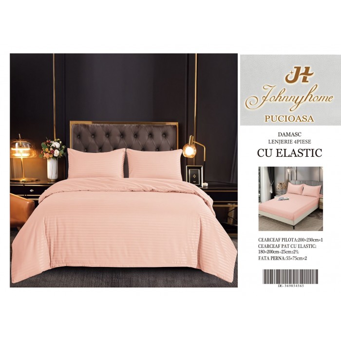 Lenjerie de pat damasc cu elastic COD DDE37