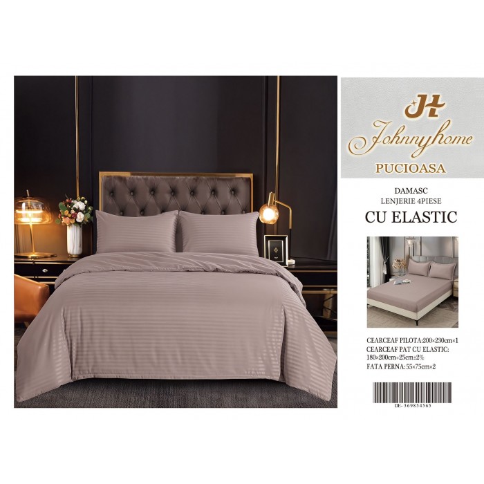 Lenjerie de pat damasc cu elastic COD DDE38