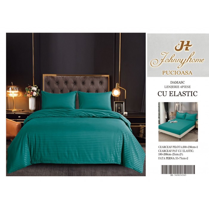 Lenjerie de pat damasc cu elastic COD DDE39