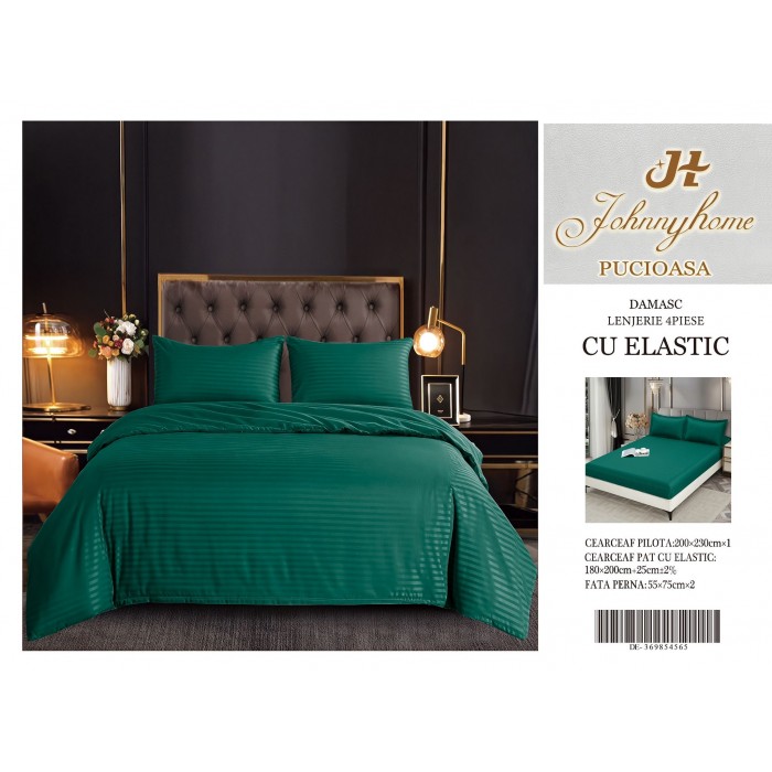 Lenjerie de pat damasc cu elastic COD DDE40