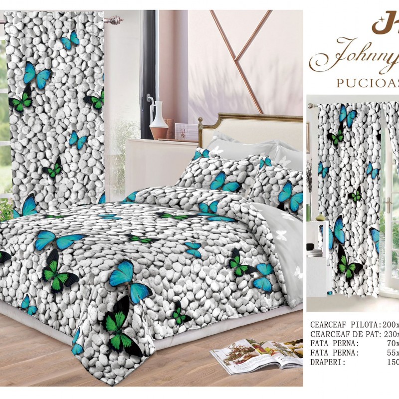 Lenjerie de pat finet+draperii COD DRA03