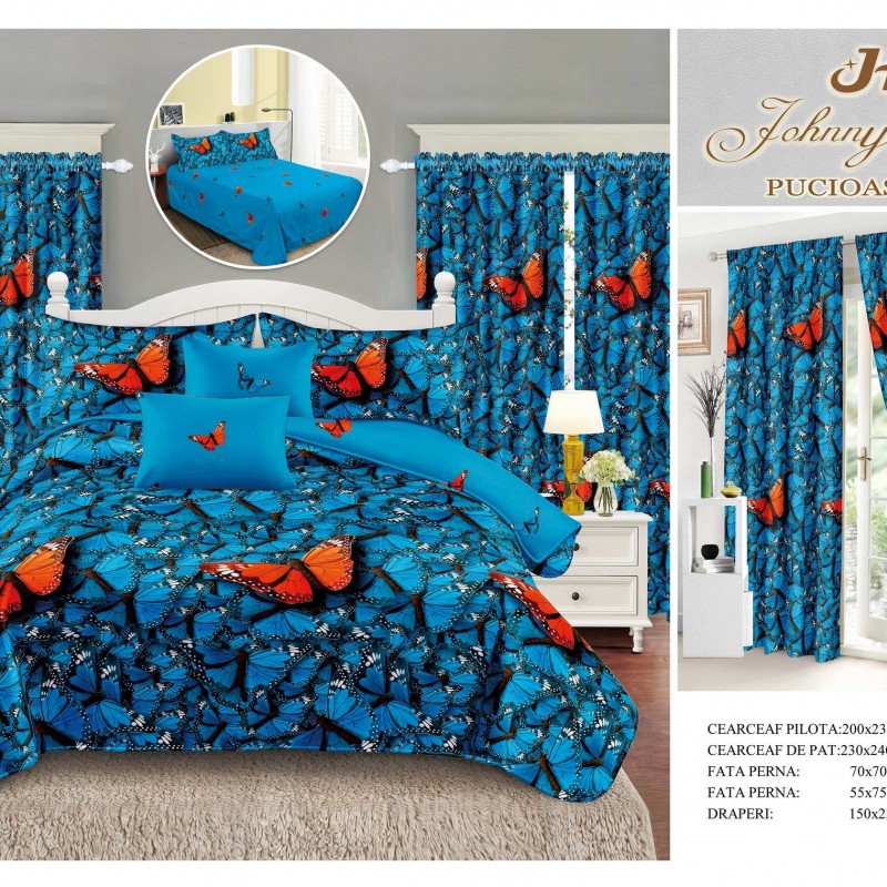 Lenjerie de pat finet+draperii COD DRA06