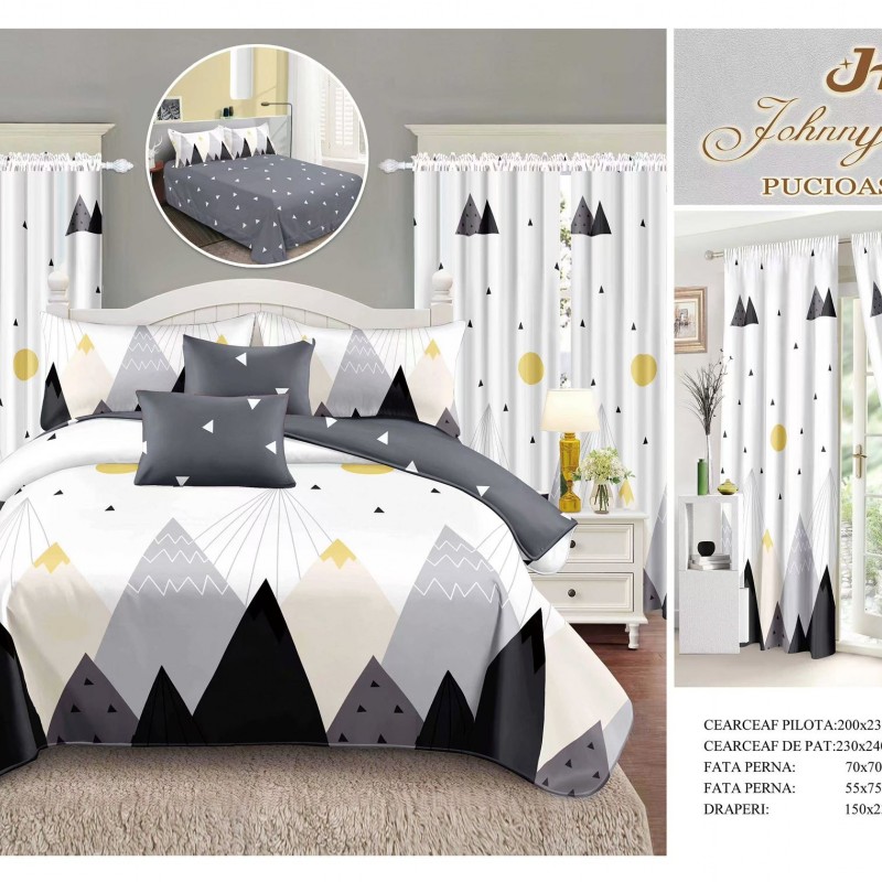 Lenjerie de pat finet+draperii COD DRA10