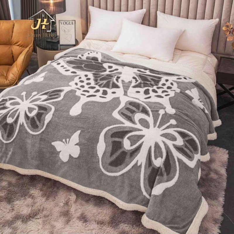 Patura cocolino cu blanita fluturi model 3D COD TRE03