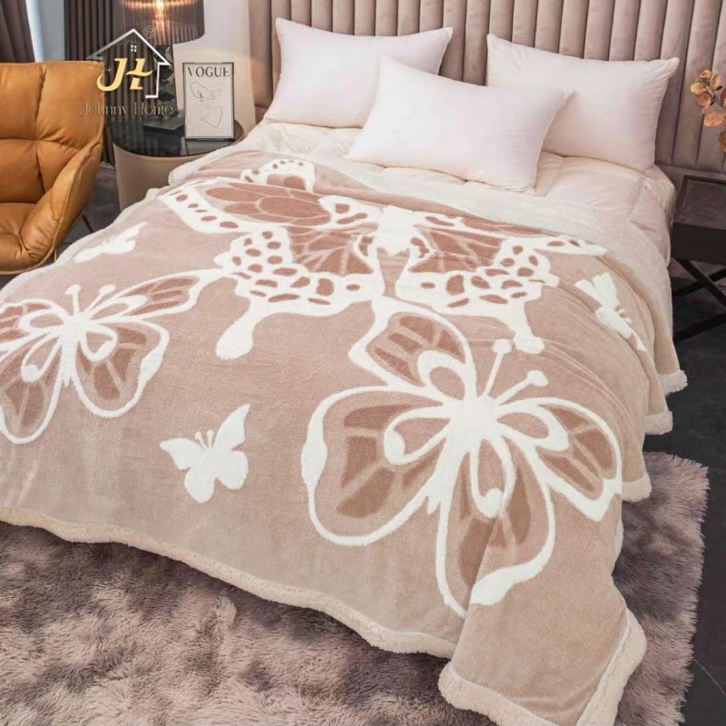 Patura cocolino cu blanita fluturi model 3D COD TRE08