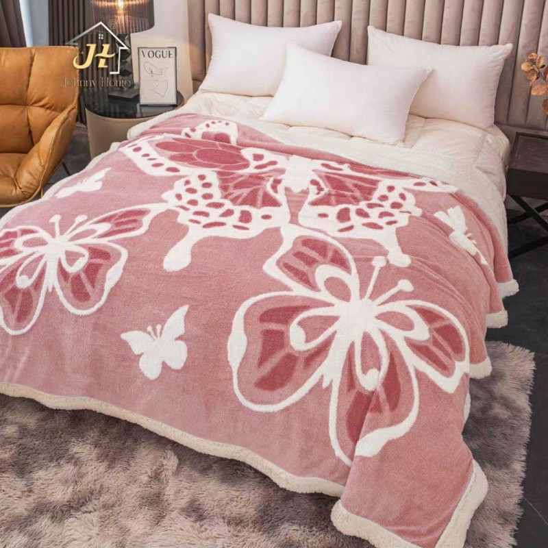 Patura cocolino cu blanita fluturi model 3D COD TRE09