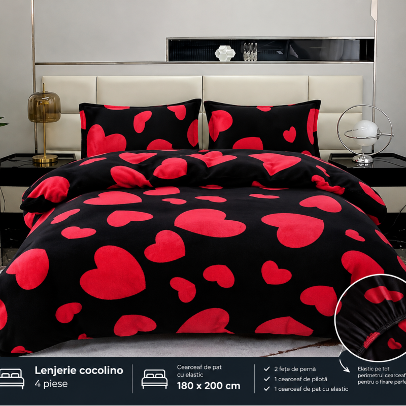 Lenjerie de pat 4 cocolino cu elastic COD CEO02