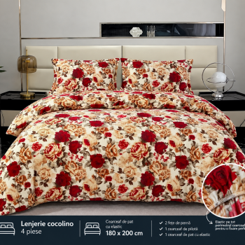 Lenjerie de pat 4 cocolino cu elastic COD CEO04