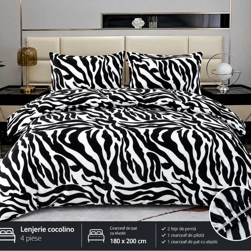 Lenjerie de pat 4 cocolino cu elastic COD CEO10