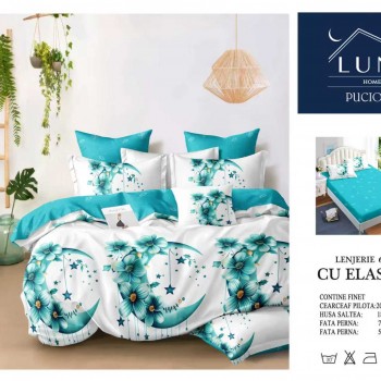 Lenjerii de pat finet gros 6 piese Cerarceaf cu Elastic COD ABF313  Lenjerii de pat finet gros 6 piese Cerarceaf cu Elastic COD ABF313