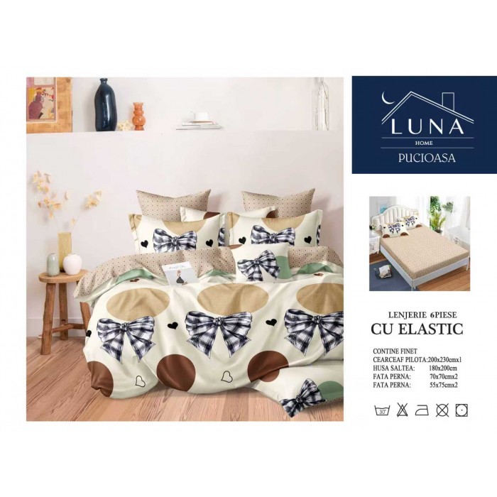  Lenjerii de pat finet gros 6 piese Cerarceaf cu Elastic COD ABF314
