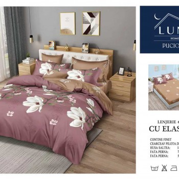 Lenjerii de pat finet gros 6 piese Cerarceaf cu Elastic COD ABF316  Lenjerii de pat finet gros 6 piese Cerarceaf cu Elastic COD ABF316