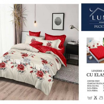 Lenjerii de pat finet gros 6 piese Cerarceaf cu Elastic COD ABF318  Lenjerii de pat finet gros 6 piese Cerarceaf cu Elastic COD ABF318