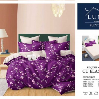 Lenjerii de pat finet gros 6 piese Cerarceaf cu Elastic COD ABF322  Lenjerii de pat finet gros 6 piese Cerarceaf cu Elastic COD ABF322
