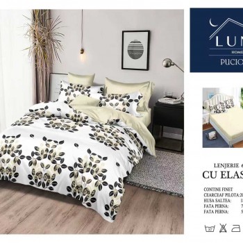 Lenjerii de pat finet gros 6 piese Cerarceaf cu Elastic COD ABF324  Lenjerii de pat finet gros 6 piese Cerarceaf cu Elastic COD ABF324