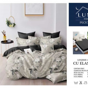 Lenjerii de pat finet gros 6 piese Cerarceaf cu Elastic COD ABF325  Lenjerii de pat finet gros 6 piese Cerarceaf cu Elastic COD ABF325