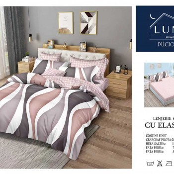 Lenjerii de pat finet gros 6 piese Cerarceaf cu Elastic COD ABF326  Lenjerii de pat finet gros 6 piese Cerarceaf cu Elastic COD ABF326