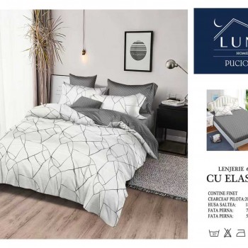 Lenjerii de pat finet gros 6 piese Cerarceaf cu Elastic COD ABF327  Lenjerii de pat finet gros 6 piese Cerarceaf cu Elastic COD ABF327