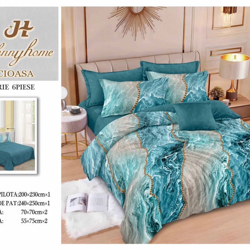 Lenjerie de pat 6 piese bumbac finet PUCIOASA COD BFP101