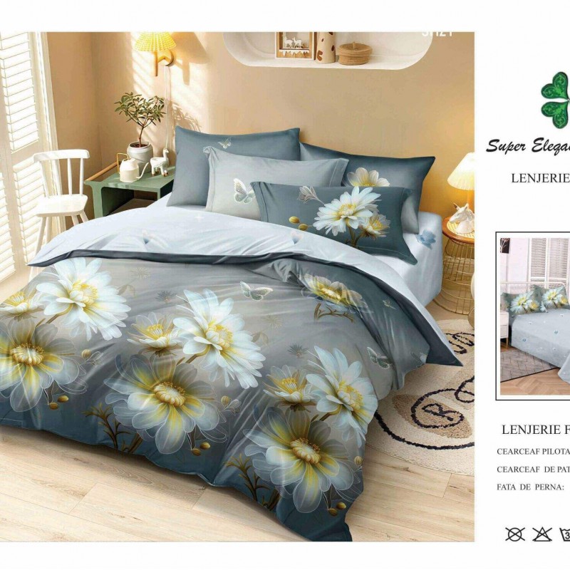 Lenjerie de pat 6 piese bumbac finet PUCIOASA COD BFP96