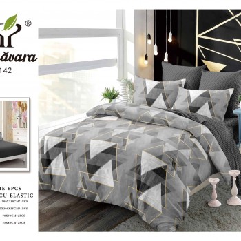 Lenjerii de pat finet gros 6 piese Cearceaf cu elastic BBF211 Lenjerii de pat finet gros 6 piese Cearceaf cu elastic BBF211